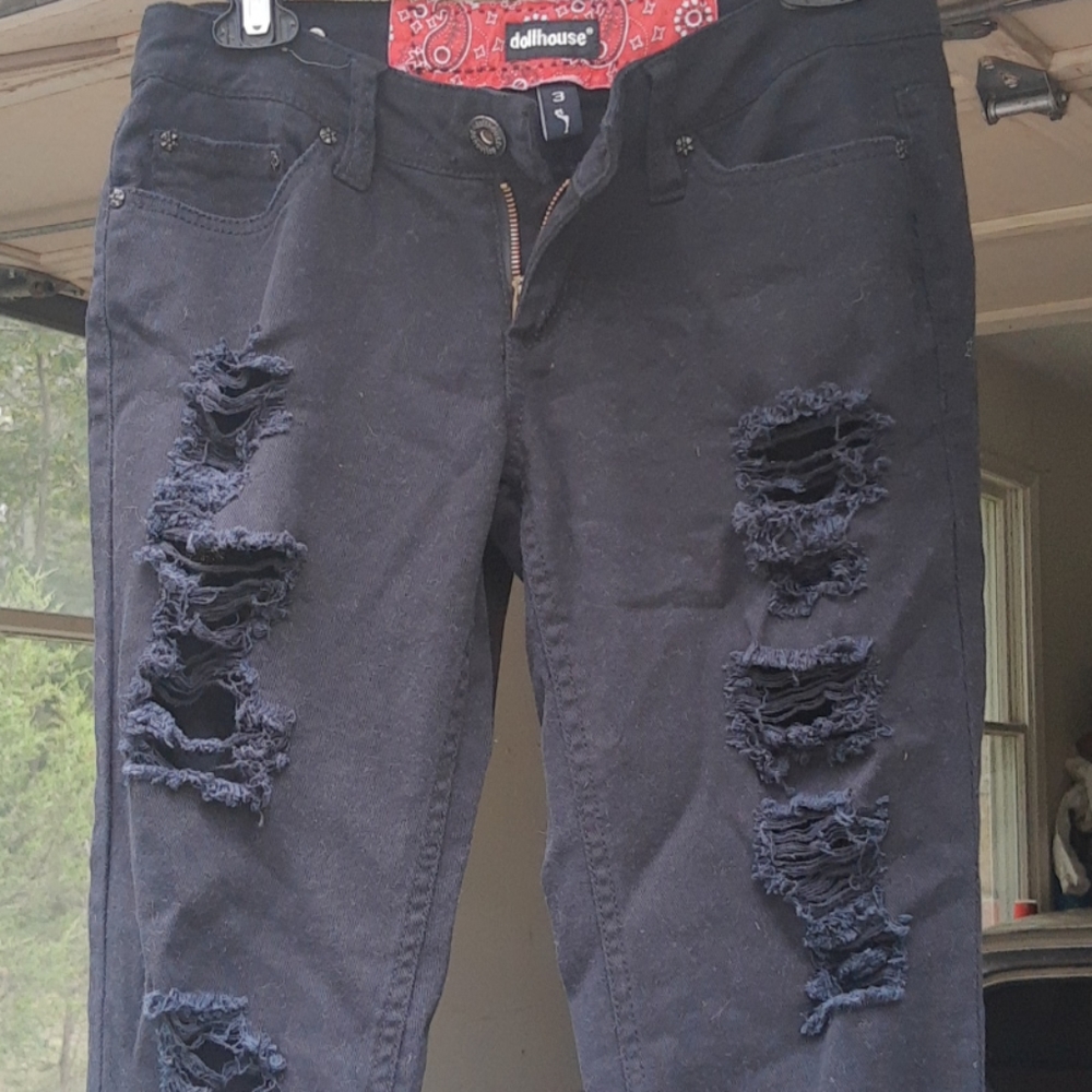 Dollhouse Black Distressed Jeans